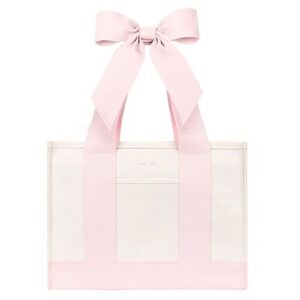 Case-Mate Bow Tote Bag Womens Cream Pink Canvas Travel Carry-On Bag